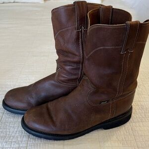 Justin Round Toe 10EE Conductor Full Leather Boot Cowboy Extra Wide